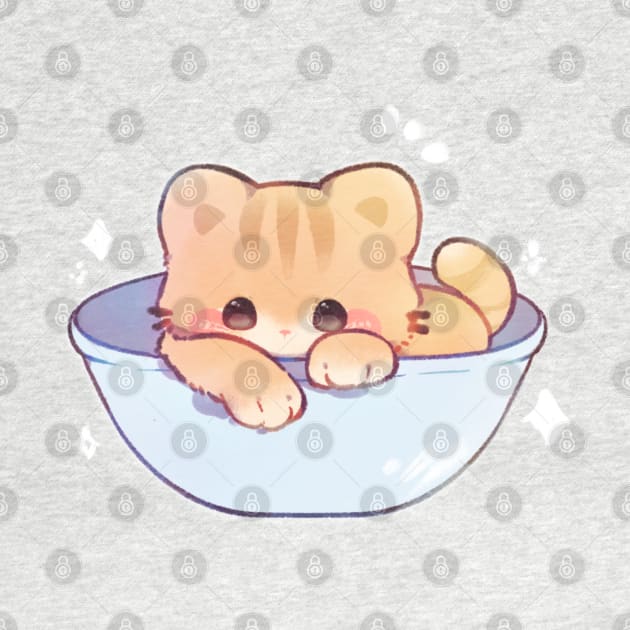 Kitty in a Bowl by Cremechii